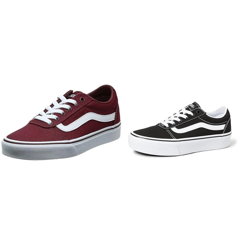 Vans Women's Wm Ward Platform Sneaker, Canvas 187 6 UK Burgundy - Image 1