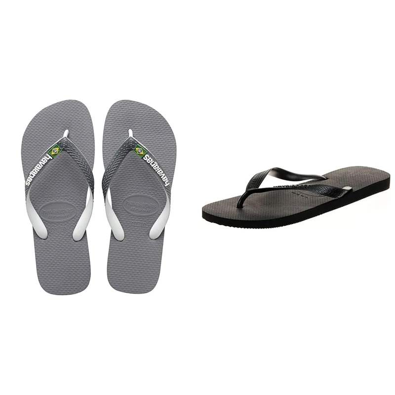 Havaianas Brasil Mix Unisex Adult Flip Flops | Color: Grey/White/White | Size: 6/7 UK Unisex Adult's Flip Flops, Black (6/7 UK)