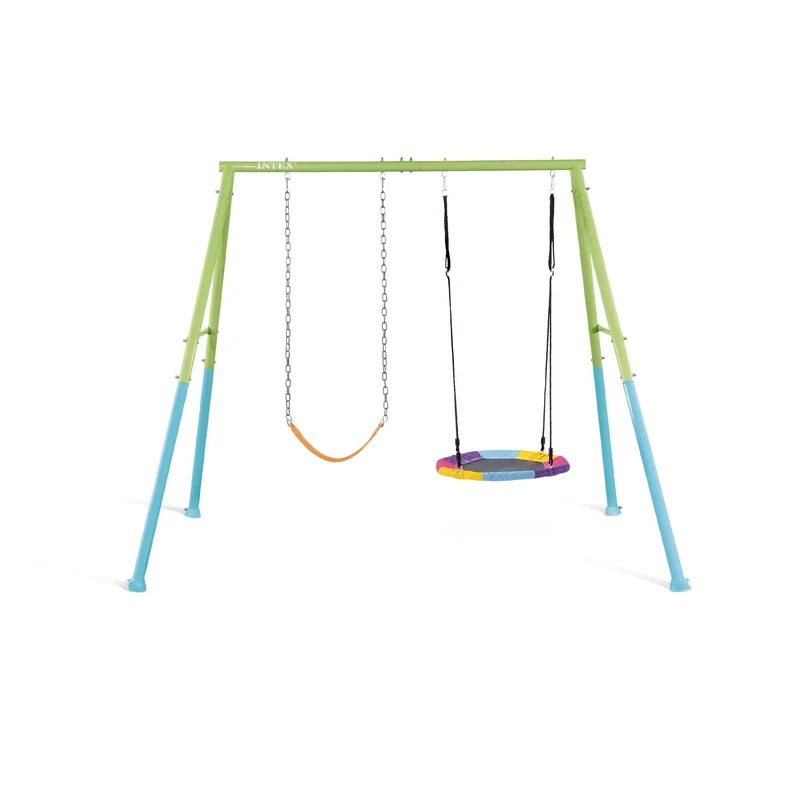 Intex 44125 Swing with Seat and Hollywood Swing, Steel, Green and Blue, 254 x 235 x 200 cm