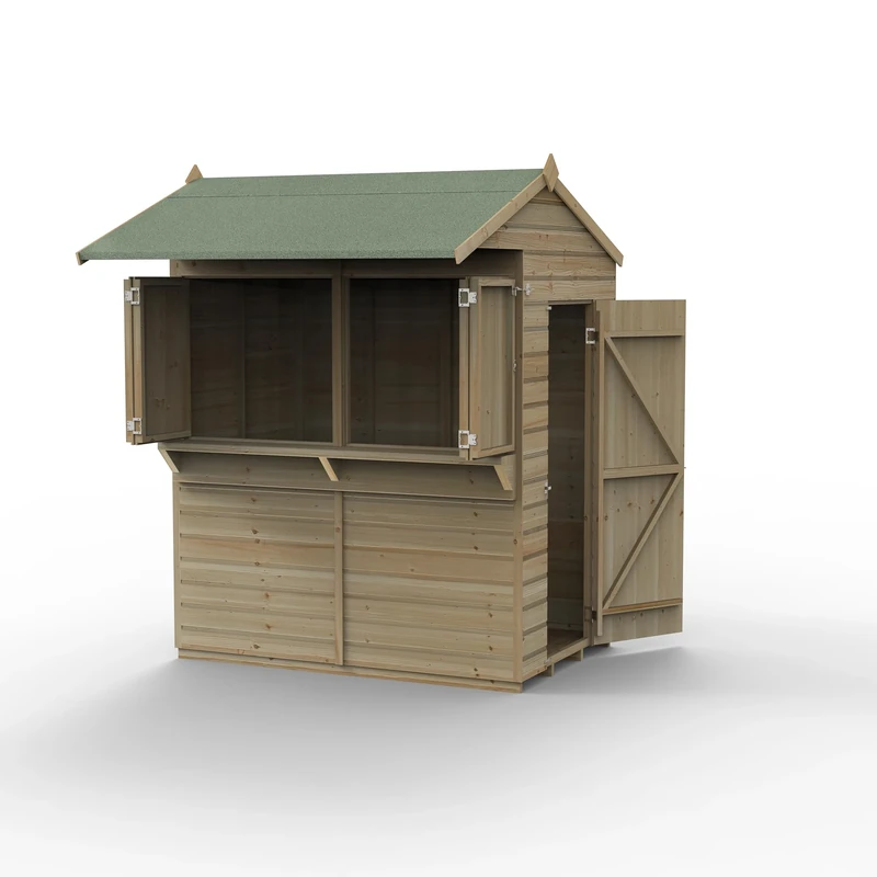 Forest Garden Shiplap PTR 4x6 Apex Garden Bar Pressure Treated Wood 25 Year Anti Rot Guarantee