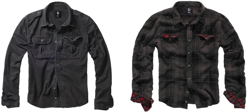 Brandit Shirt Black Long Sleeve L + Shirt Brown-Black L