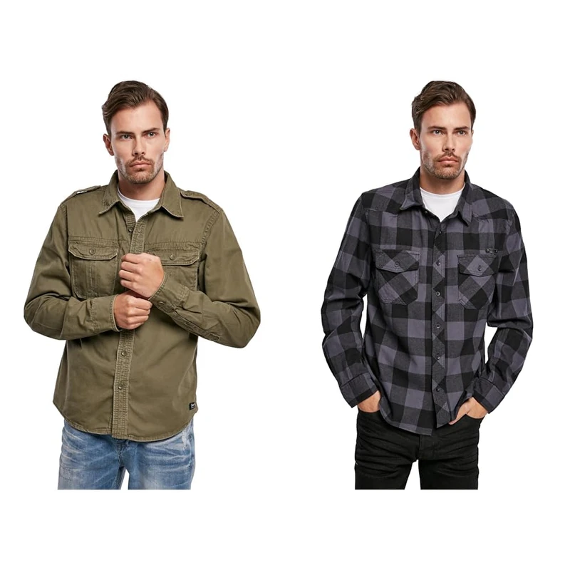 Brandit Shirt Olive Long Sleeve XL + Shirt Black-Grey XL