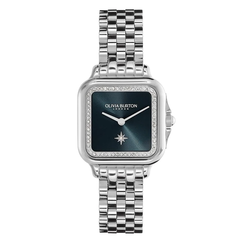 Olivia Burton Analogue Quartz Watch for Women Grosvenor Collection with Silver Stainless Steel Bracelet - 24000083