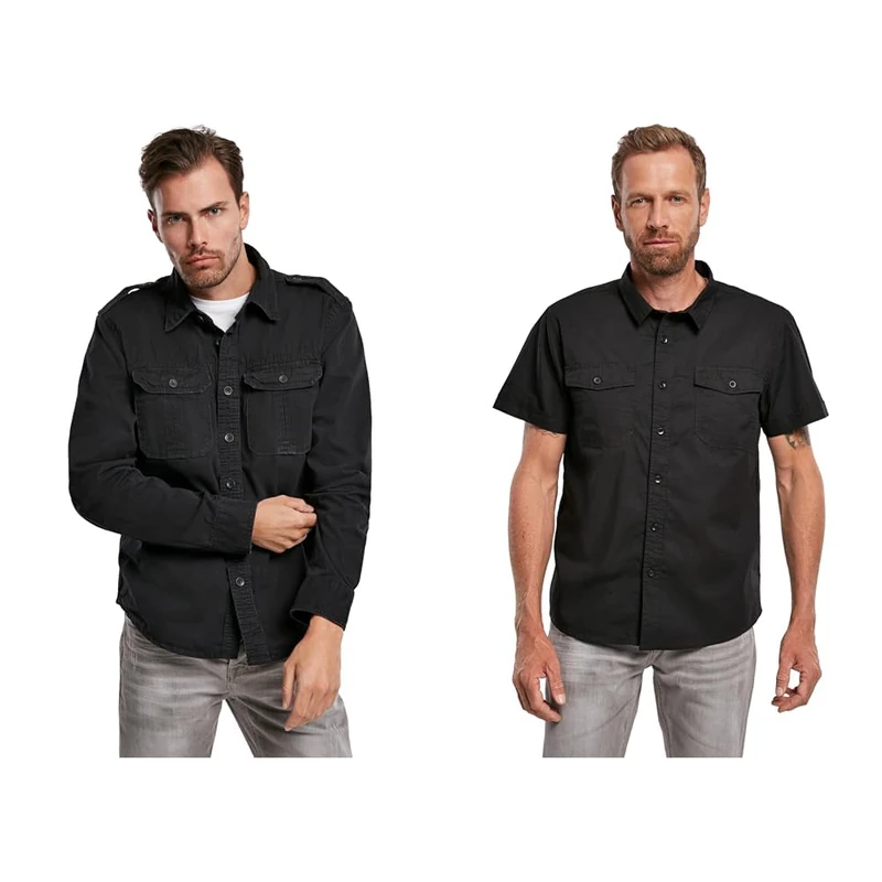 Brandit Shirt Black Long Sleeve M + Shirt Black M
