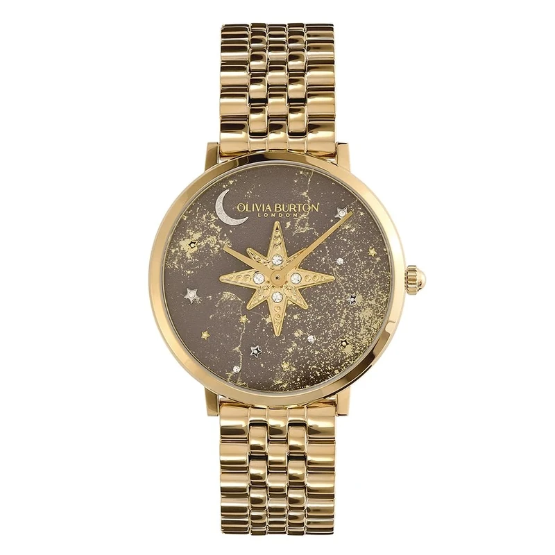 Olivia Burton Analogue Quartz Watch for Women Celestial NOVA Collection with Gold Colored Stainless Steel Bracelet - 24000079