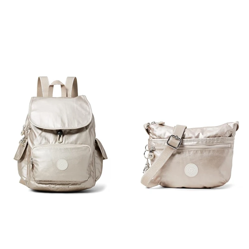 Kipling Women's City Backpack Handbag, Silver Metallic Glow, One Size UK Women's ARTO S Handbags, Silver (Metallic Glow), One Size