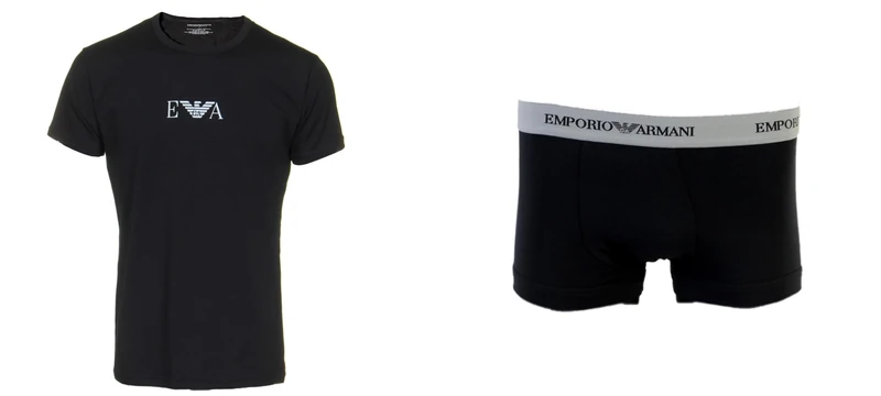 Emporio Armani Trunk (Pack of 3) Black (Nero 00120) XXL + T-Shirt Black/Black XXL