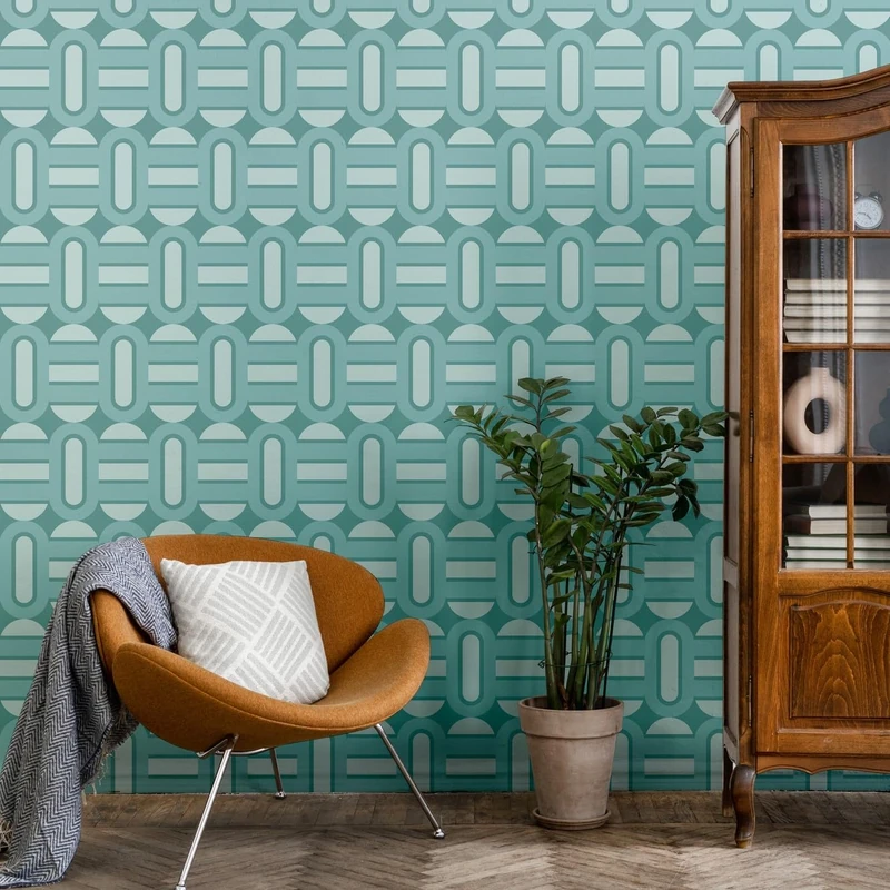 A.S. Création Retro 70's Shapes Wallpaper Turquoise/Blue/Light Blue Retro Chic 395364 8.50m x 0.53m Paste The Wall