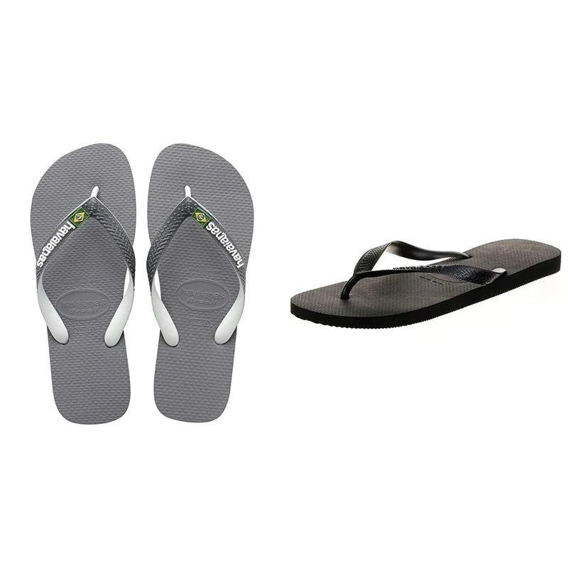 Havaianas Brasil Mix Unisex Adult Flip Flops | Color: Grey/White/White | Size: 8 UK Unisex Adult's Flip Flops, Black (8 UK)
