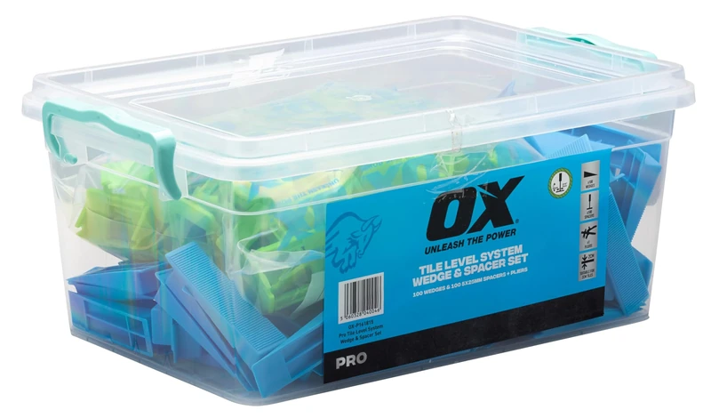OX Tools Pro Tile Levelling System with 100 Wedges, 100 Spacers & Adjustable Plier