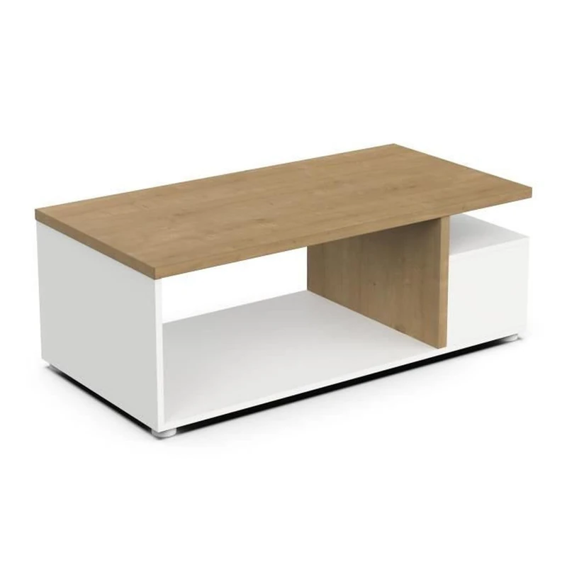 Demeyere Access Tavolino da caffè, Legno ingegnerizzato, Bianco & Rovere, 91 x 50 x 37 cm - Image 1