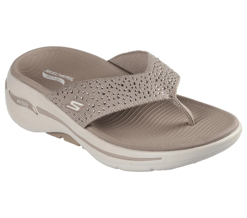 Skechers Women's Taupe Flip-Flop - Arch Fit, Go Cushion, Size 2 UK