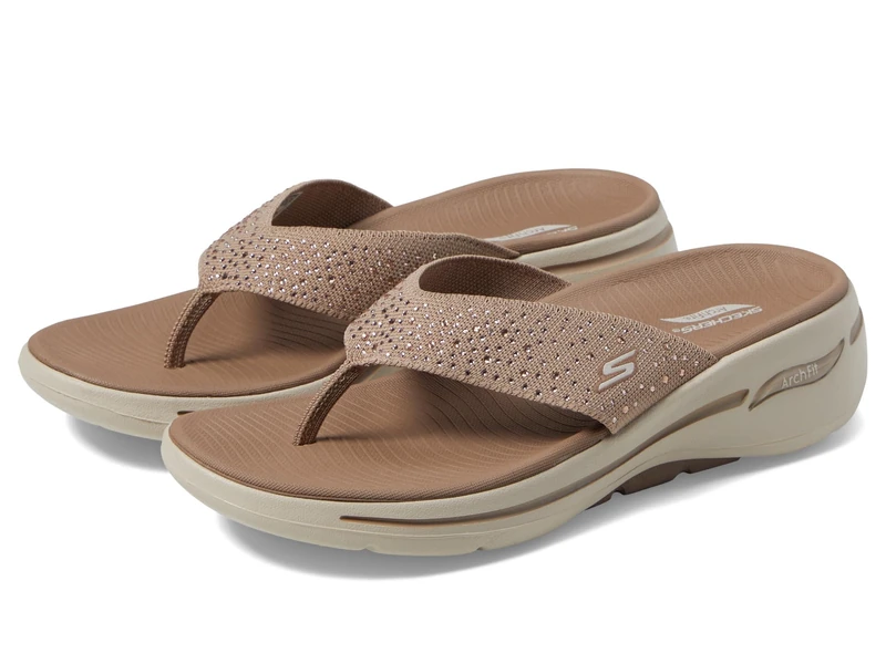 Skechers Women's Flip-Flop, Taupe, 6