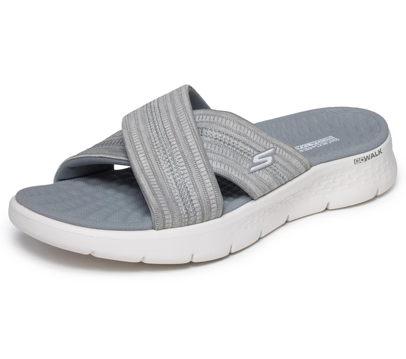 Skechers O-T-G Womens GO Walk Flex Sandal Impressed, Grey Textile, 2 UK