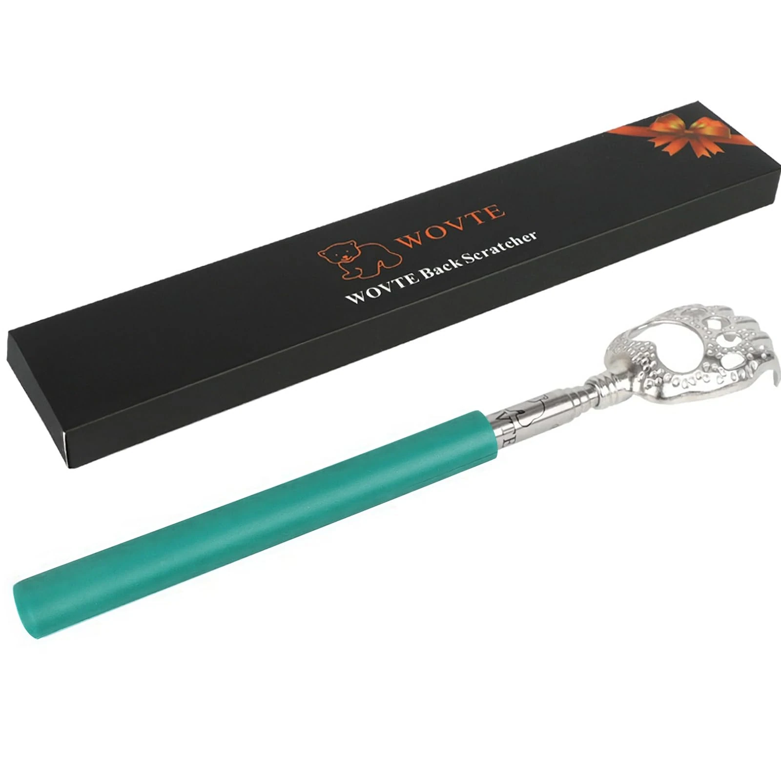 Back Scratcher, WOVTE Bear Claw Telescopic Back Scratcher Portable Extendable Stainless Steel Back Massager for Adults Stocking Fillers for Men Women Itch Relief(Green)