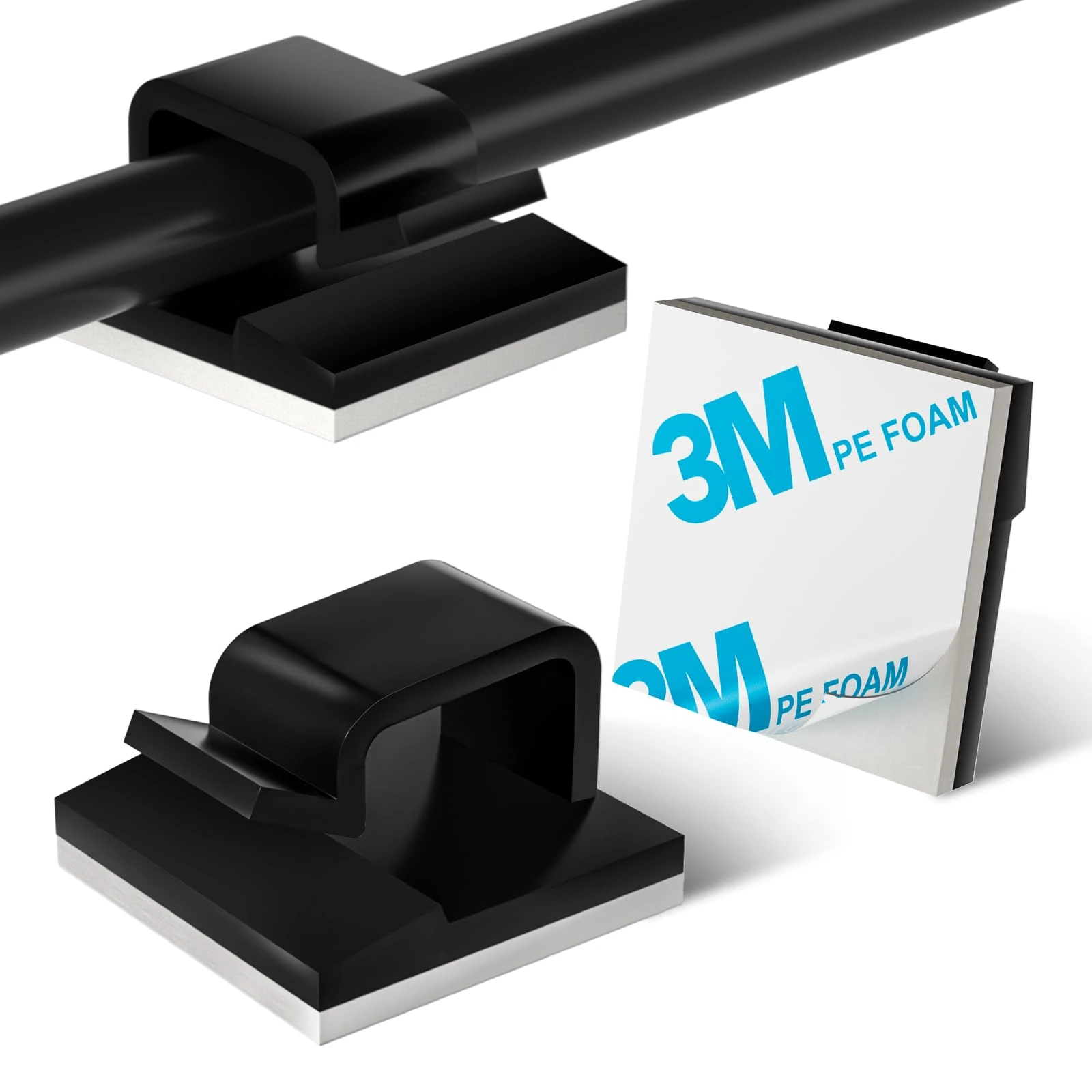 KGROTE 100PCS Cable Clips, Self Adhesive Wire Clips, Black, Small