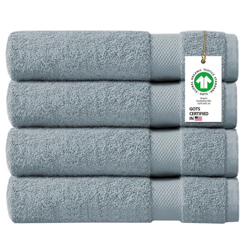Delara 100% Organic Cotton Towels 650 GSM Plush Feather Touch Quick Dry Bath Towel, Pack of 4 GOTS Certified, Oeko-Tex Green Certified, Organic Cotton Bath Towel, 30"X58" - Image 1