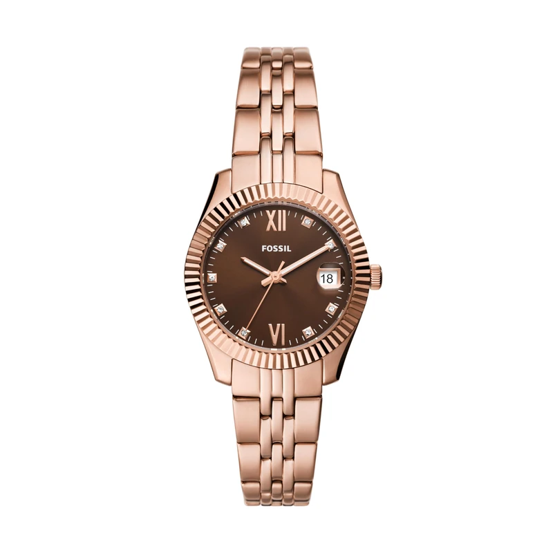 Fossil Women's Scarlette Three-Hand Date, Rose Gold-Tone Stainless Steel Watch, ES5324