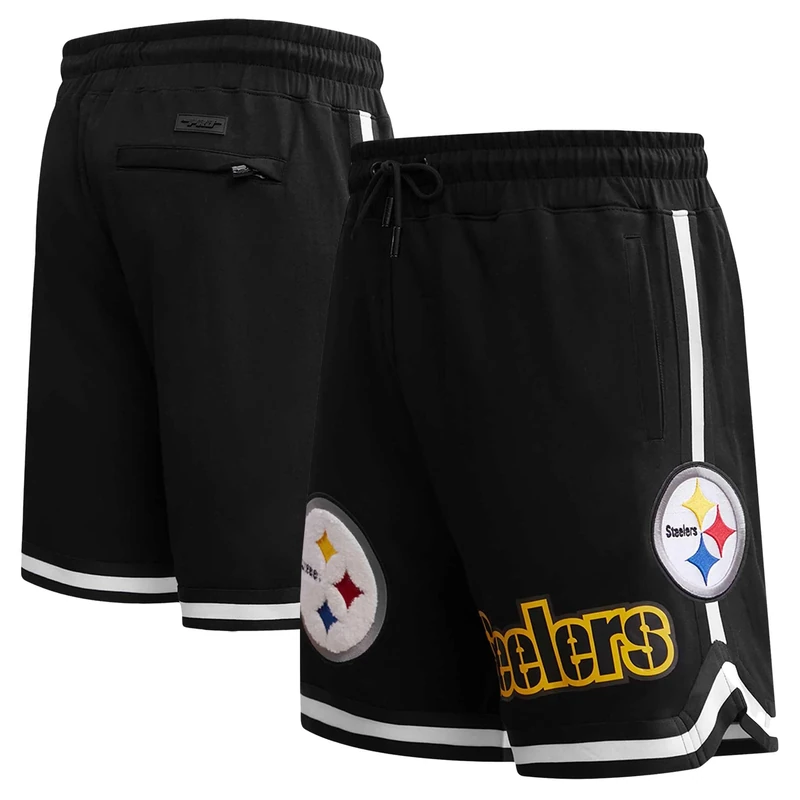 Pro Standard Mens NFL Pittsburgh Steelers Classic Chenille Athletic Short Black XL