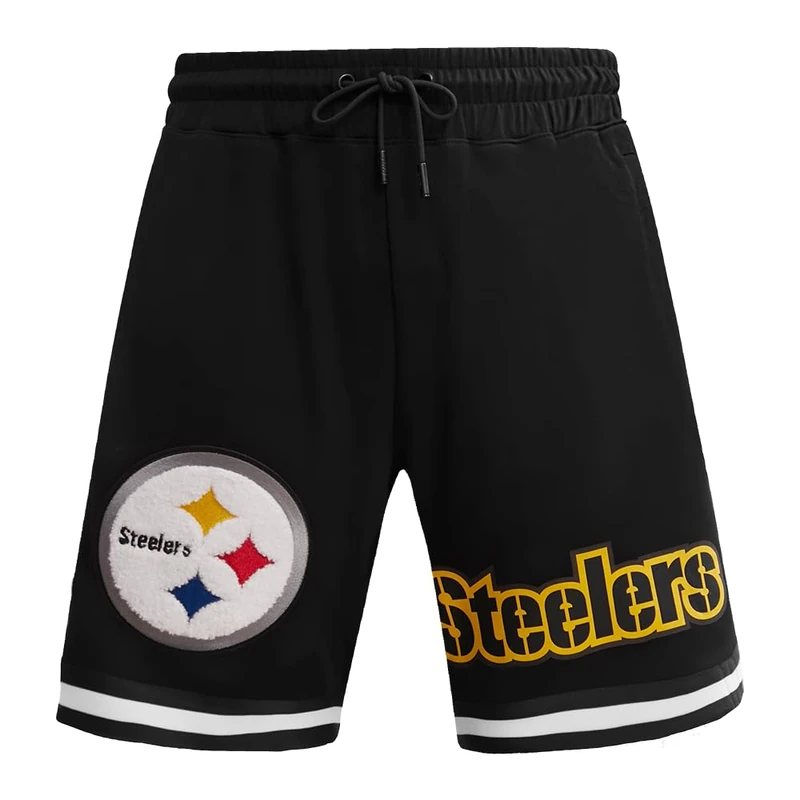 Pro Standard Mens NFL Pittsburgh Steelers Classic Chenille Athletic Short Black 3XL