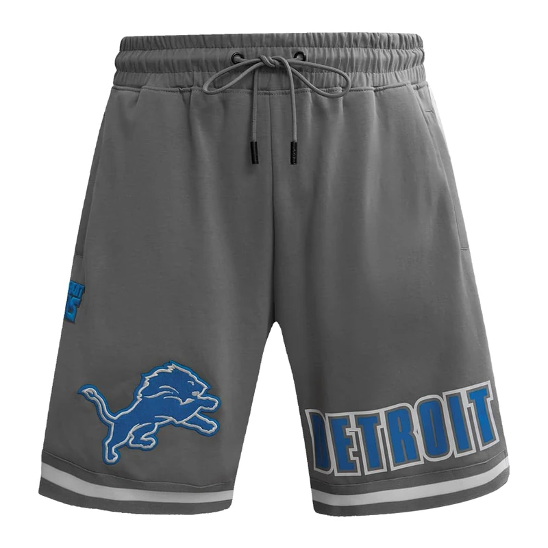 Pro Standard Mens NFL Detroit Lions Classic Chenille Athletic Short Gray M