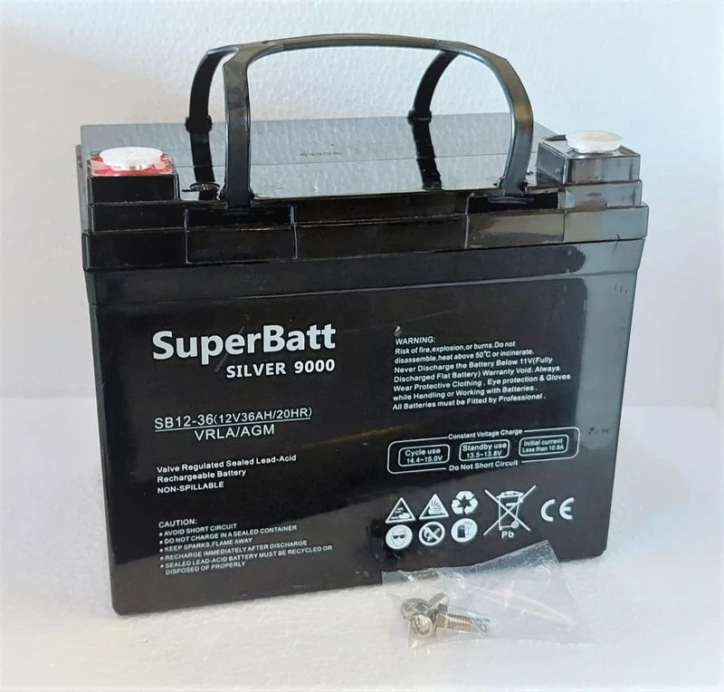 SuperBatt SB12-36 12V 36AH (31AH 33AH 34AH 35AH 36AH) Sealed Rechargeable VRLA AGM Battery for Golf Trolley, Mobility Scooter & Wheelchair
