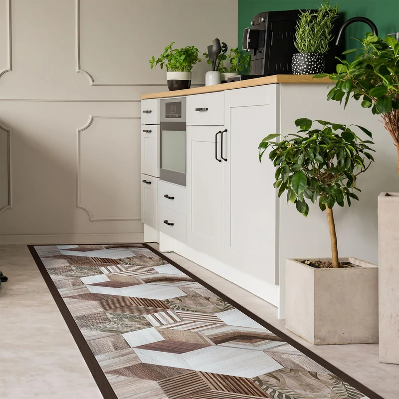CREARREDA Non-Slip and Washable Vinyl Kitchen Rug, Multi-Purpose Runner, Wear-resistant, Stain Resistant Kitchen Runner, Suitable for Holding Under Sink and Stoves, 100% Made in Italy Print