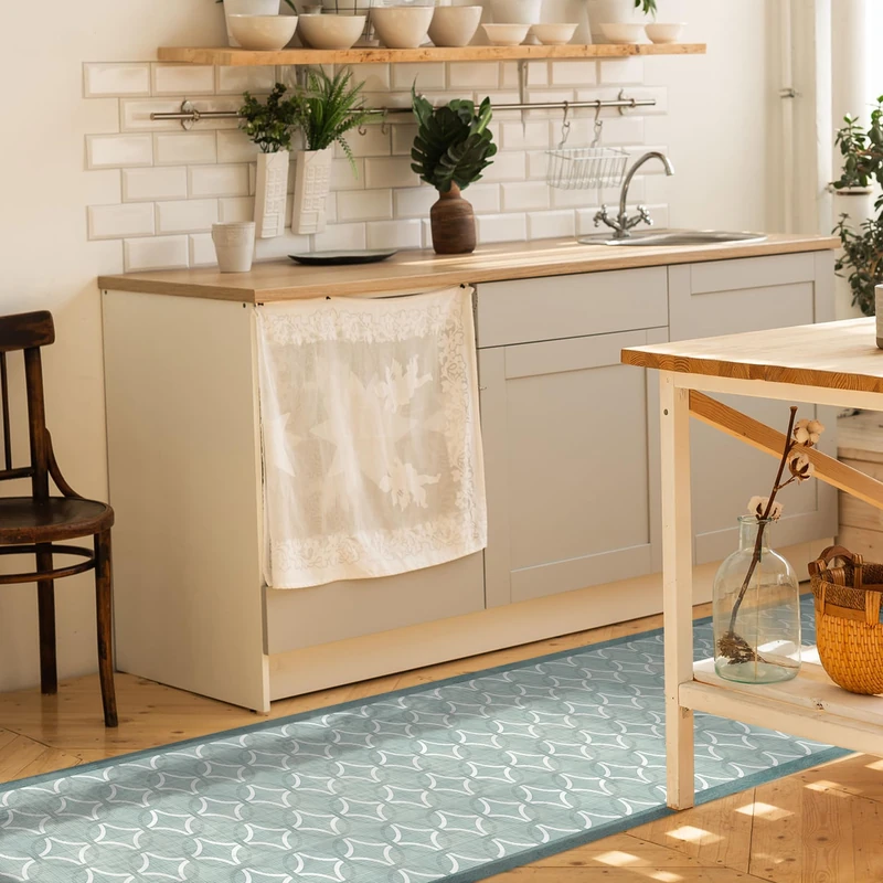 CREARREDA Non-Slip and Washable Vinyl Kitchen Rug, Multi-Purpose Runner, Wear-resistant, Stain Resistant Kitchen Runner, Suitable for Holding Under Sink and Stoves, 100% Made in Italy Print