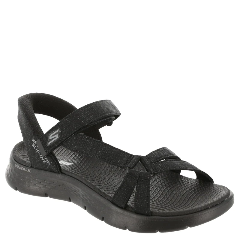 Skechers Women's GO WALK FLEX SANDAL ILLUMINATE Sandals, Black, 3