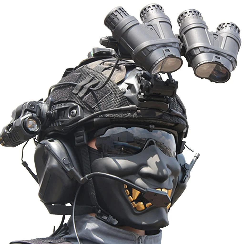 TS TAC-SKY Tactical Airsoft Paintball Helmet, with Headset & Cover & Mask, for CS Game (Color : Set 5, Size : M)