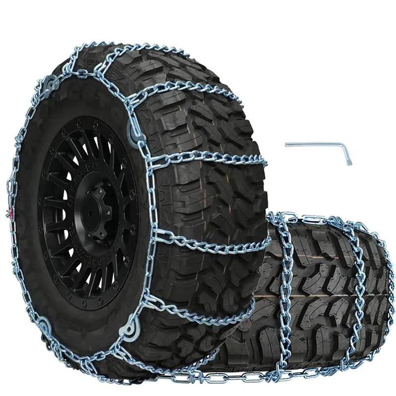 SCITOO QG2228CAM Snow Chains For Car,Universal Automatic Adjustable Tire Chains,Emergency Anti-Skid Thickening Snow Chains,Tire Width 225 235 245 255 265 275 285 295(15" 16" 17" 18" 19" 20")- Set of 2