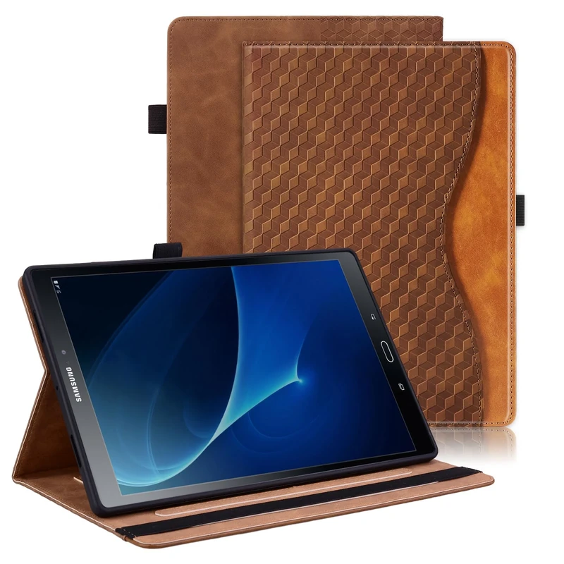 Vkooer Case for Samsung Galaxy Tab A6 10.1 Inch (2016) Protective Case SM-T580/T585 PU Leather Folio Cover Case with Auto Sleep/Wake Card Pocket for Samsung Tab A 10.1 2016 - Brown