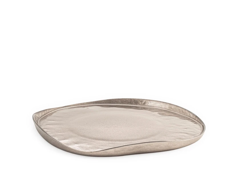 H&H Set of 6 Piatti Mush in vetro Metal lizzato Taupe cm 28