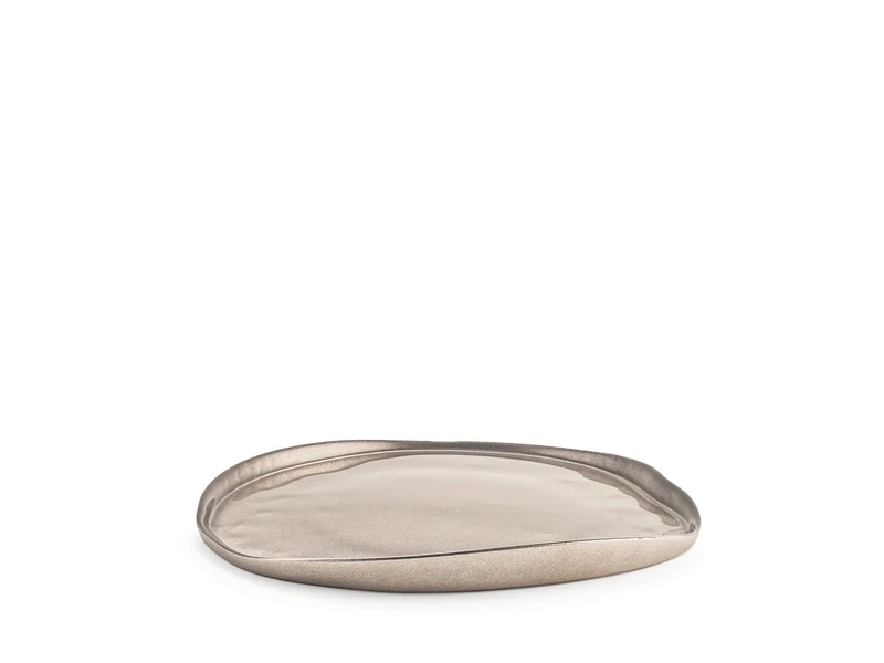 H&H Set of 6 Piatti Mush in vetro Metal lizzato Taupe cm 21 - Image 1
