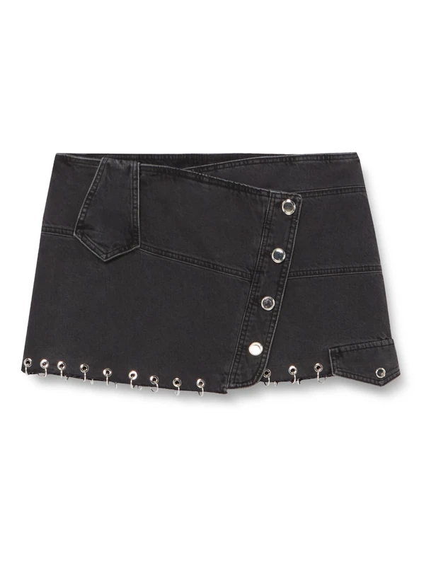 Pinko Women's GUARDIANI Gonna Black Denim Vele E Piercing Skirt, Z99_Nero Limousine, 14