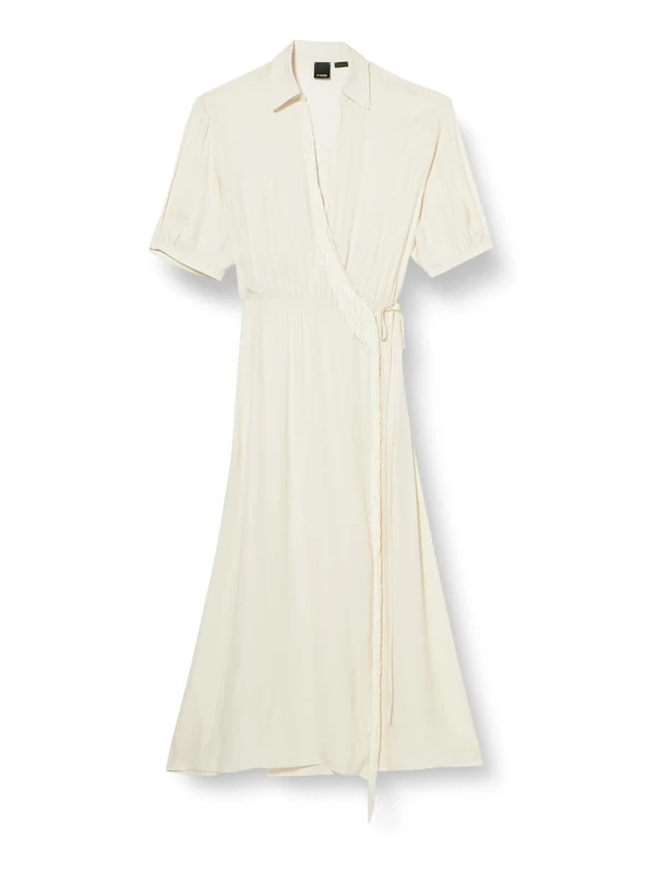 Pinko Women's Macbeth Viscose Twill Dress with Fringe Cocktail, P97_Pink Tint, UK XL