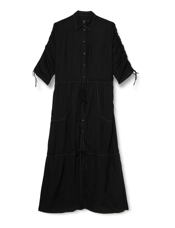 Pinko Women's Belfagor Viscose Twill Dress Casual Night, Z99_Black Limousine, XXL - Image 1