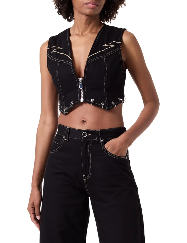 Pinko Women's Dracula Vest Bull Untied, Z99_Black Limousine, XXL