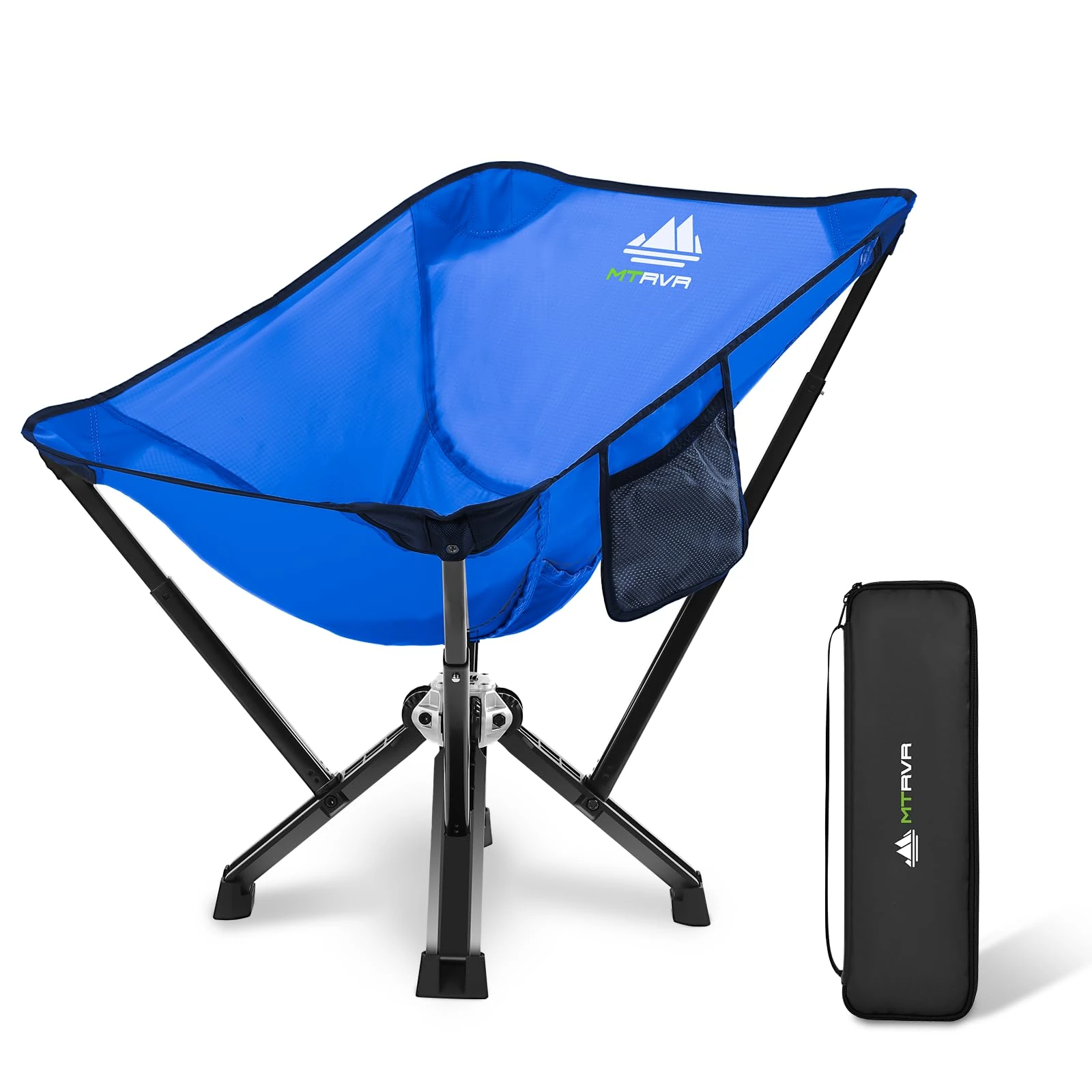 MTRVR Folding Camping Chair Lightweight Outdoor Chair Heavy Duty 272 kg Capacity Portable Chairs with Pocket and for Hiking, Fishing,Travel, Outdoor Adventures (Classic Blue,A)