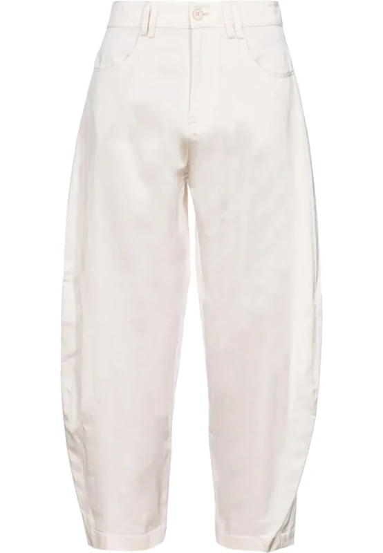 Pinko Women's Pollock Trousers Satin Cotton Viscose Casual Pants, P97_Pink Tint, UK XL