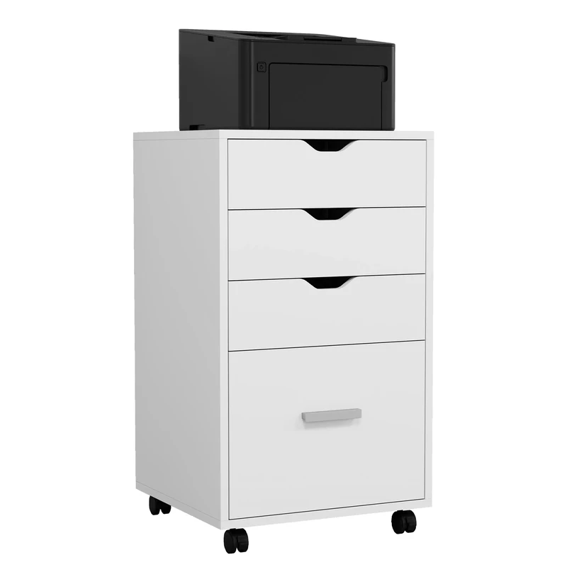 YITAHOME Mobile File Cabinet, 4-Drawer Filing Cabinet for Home & Office, Storage Cabinet With Drawers, 4 Wheels, Rolling Under Desk (White)