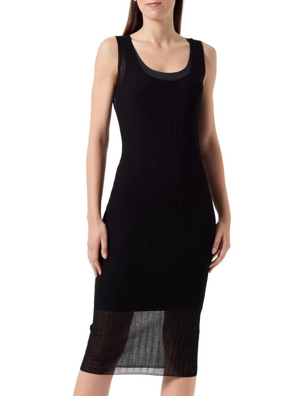 Pinko Women's Dune Transparent Crepe Dress Cocktail, Z99_black Limousine, XXS