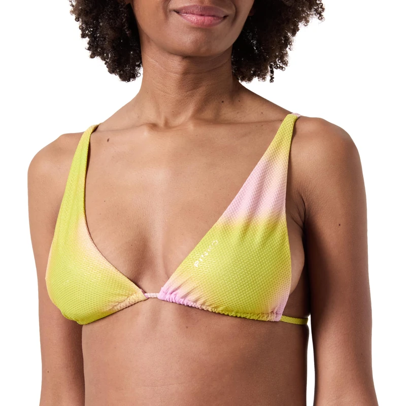 Pinko Women's Gemini Tecno Piquet St. Ombre Bikini Top, Hn1_Yellow/Pink, M - Image 1