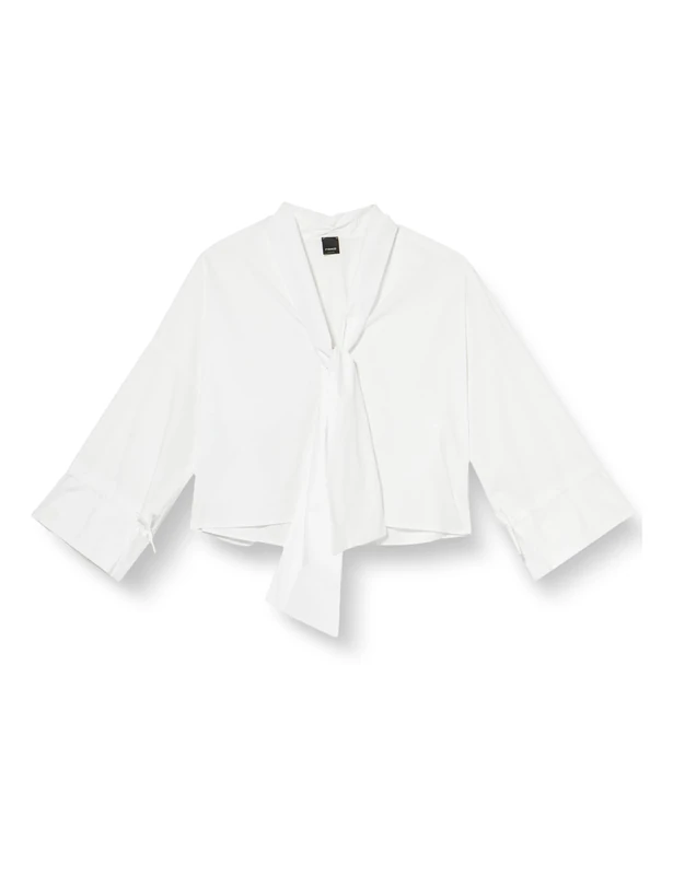 Pinko Women's Dedita Cotton Poplin Shirt Blouse, Z04_White Brill, 14 (L)