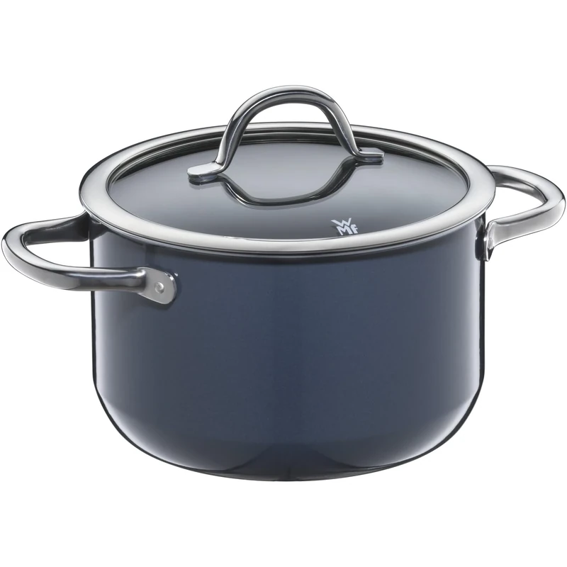 WMF Fusiontec Inspire Large Cooking Pot 20 cm Glass Lid Induction Casserole Pot 3.7 L High-Tech Ceramic Scratch-Resistant Uncoated Dark Blue Made in Germany
