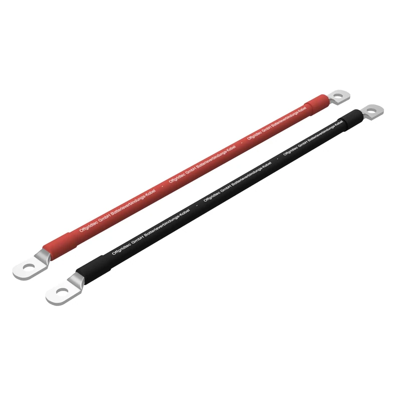 Offgridtec 1 m Battery Cable 50 mm² on Both Sides M10 Eyelets, Oil, Cold, UV-Resistant, Flame Retardant, for Devices with M10 Screw Terminal, Ideal for Charge Controllers, Inverters and Battery