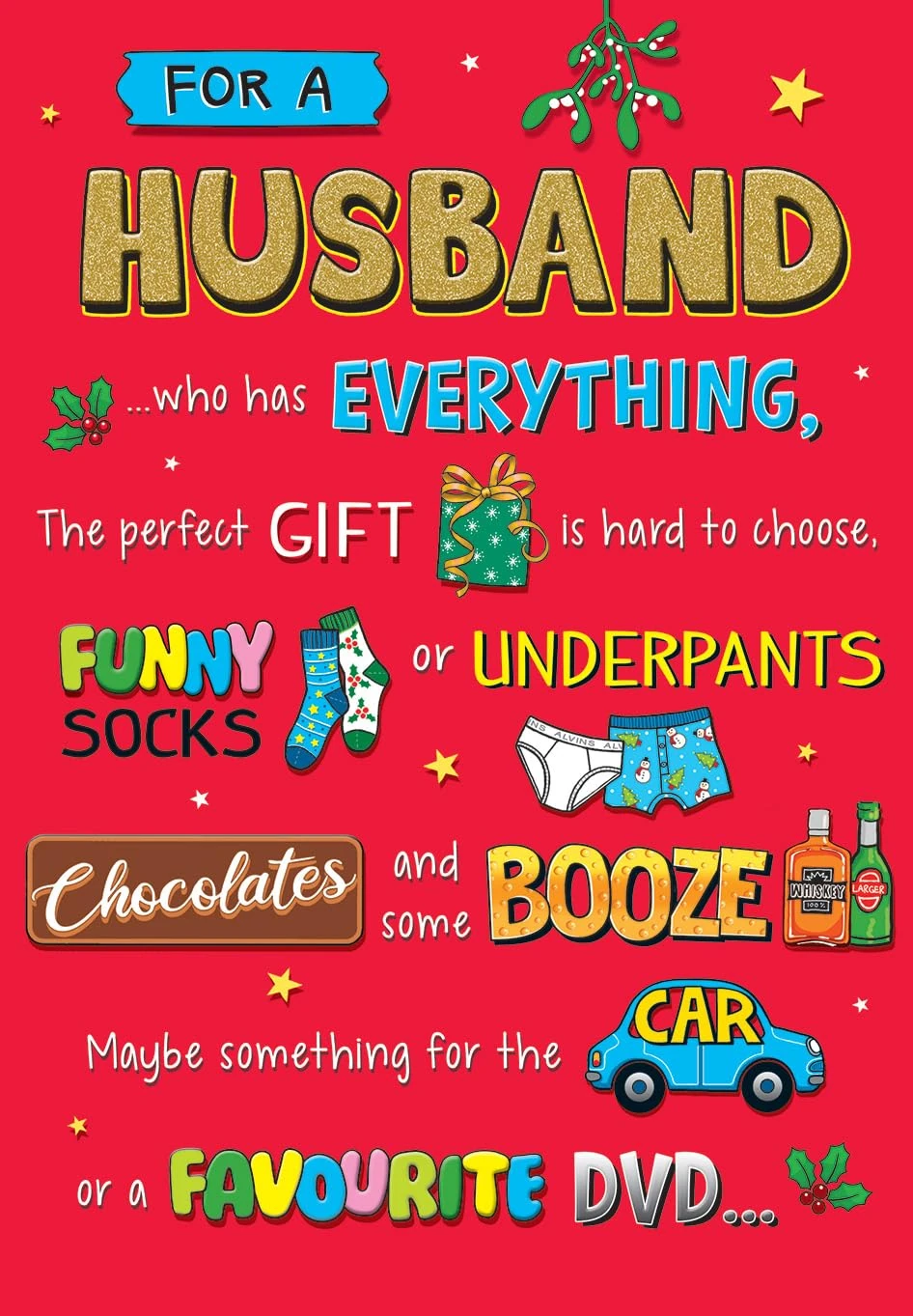 Regal Publishing Humour Christmas Card, Husband, Best gift - 9 x 6 inches - Piccadilly Greetings