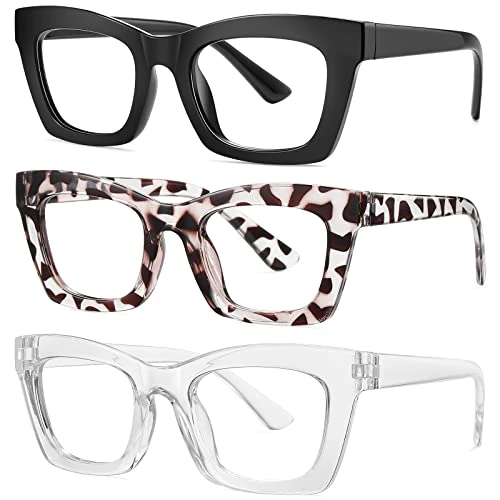 Okany Blue Light Blocking Glasses for Women Men Fashion Computer Screen Gaming TV Phones Anti Eyestrain & UV Glare Glasses 3 Pack