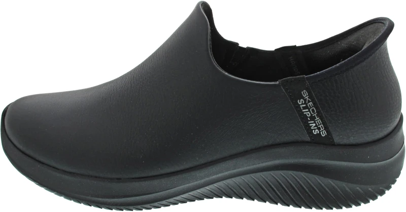 Skechers Women's Ultra Flex 3.0 All Smooth Slip-On Sneakers, Black Leather/Mesh/Gunmetal Trim, 8 UK