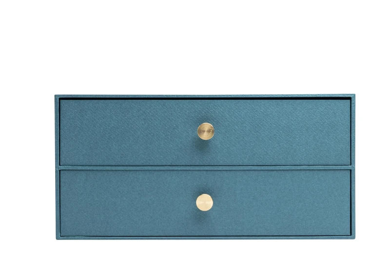 Exacompta - Ref 30603E - Office by Me 2 Drawer Storage Unit - Made of Recycled Cardboard - for A4+ documents, Dimensions: Depth 17 x Width 35.5 x Height 27 cm - Colour: Duck Egg Blue